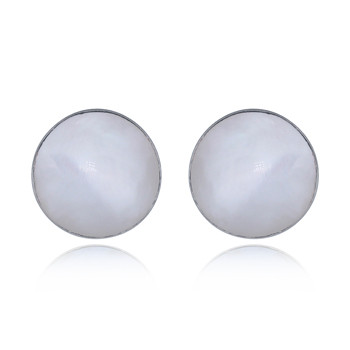 10mm Round Mother of Pearl Sterling Silver Stud Earrings by BeYindi 