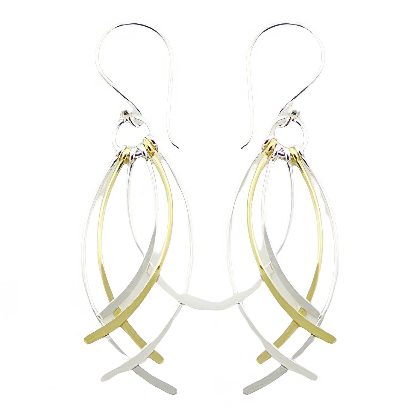 Curved Sticks Bundle Vermeil Earrings Gold Plated 925 Silver by BeYindi 