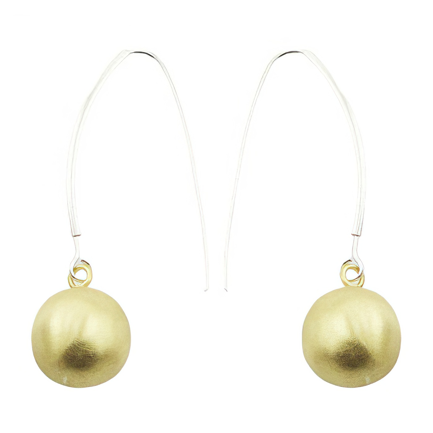 Sterling Silver Drop Vermeil Earrings Golden Spheres by BeYindi 