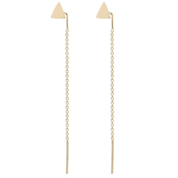Little Triangle Yellow Gold Chain Threader Earrings In Silver 925 by BeYindi 