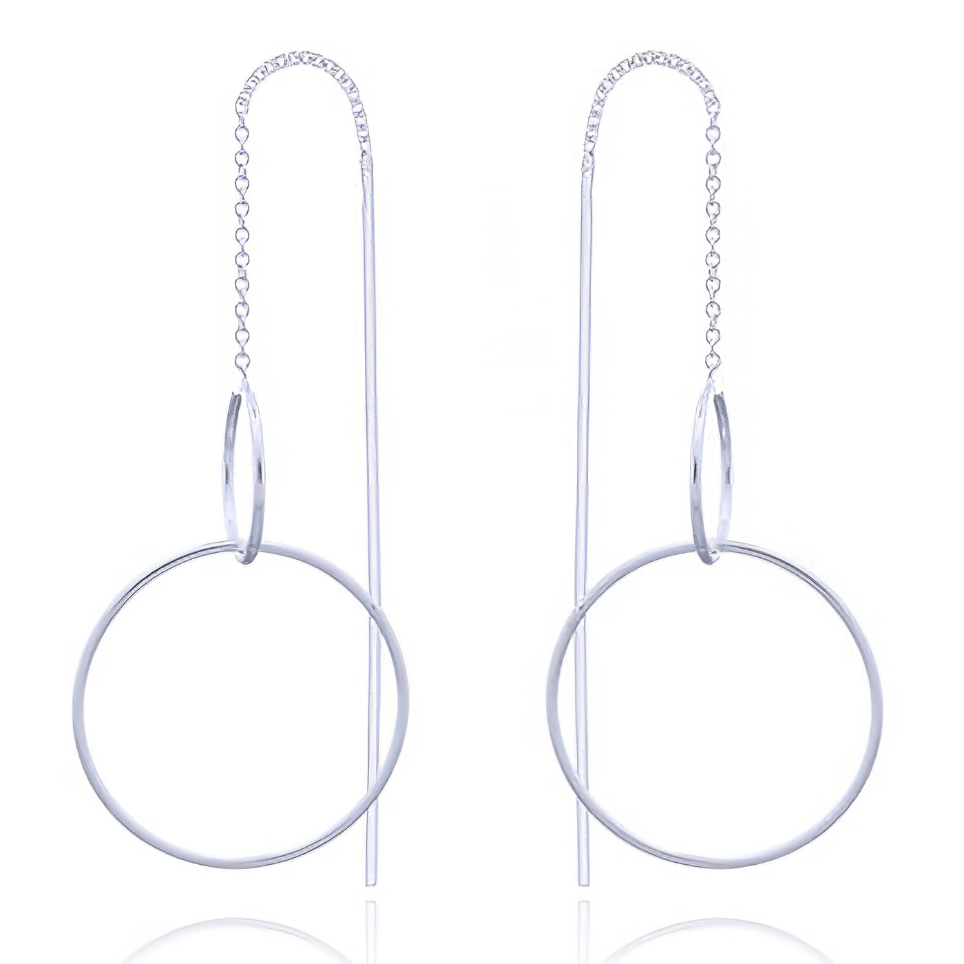 925 Silver Threader Earrings With Circles 