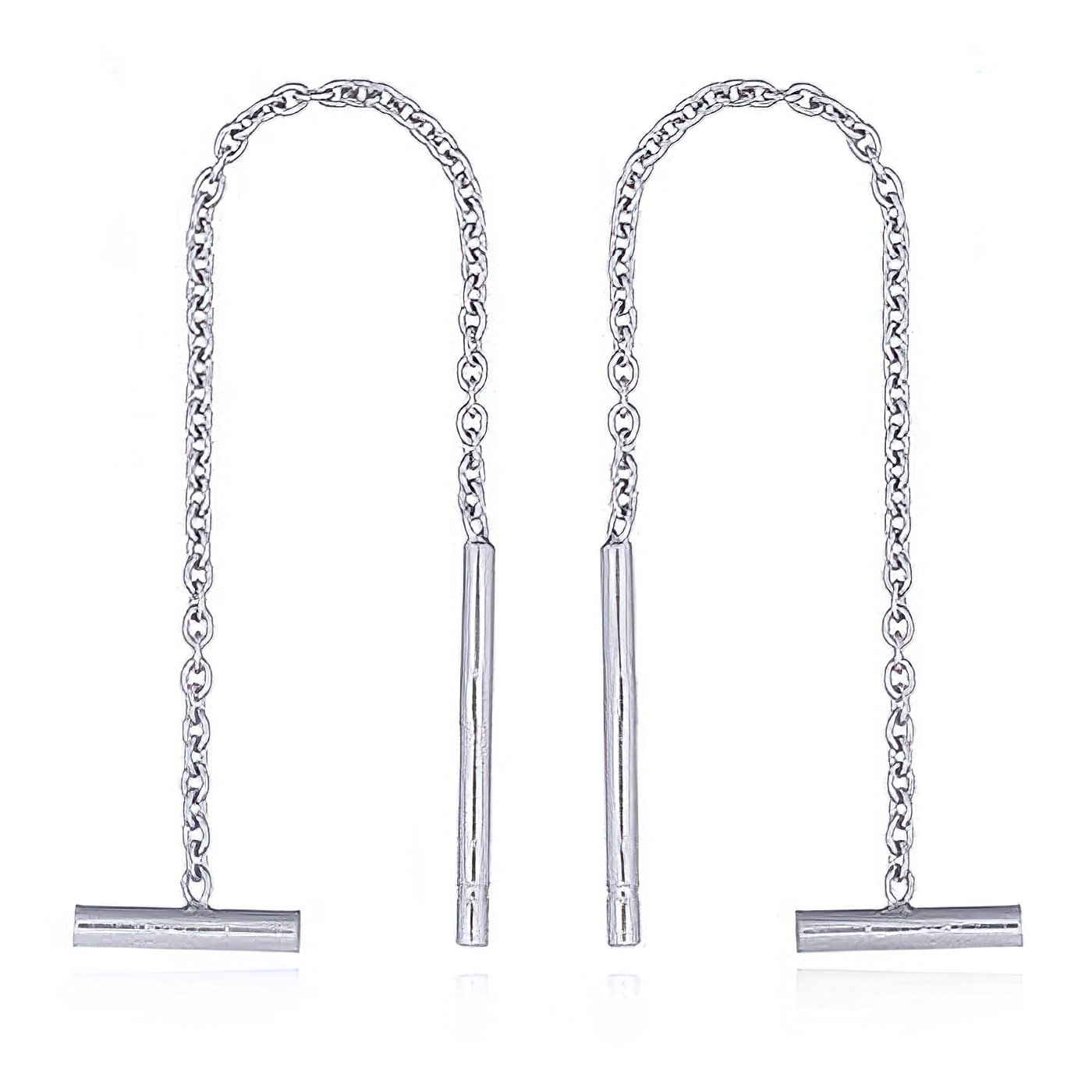 Delicate Silver 925 Bar Thread Earrings by BeYindi 