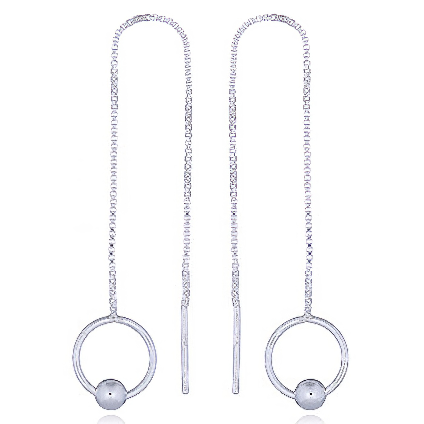 Circle Loop with Ball Silver Thread Earrings by BeYindi 