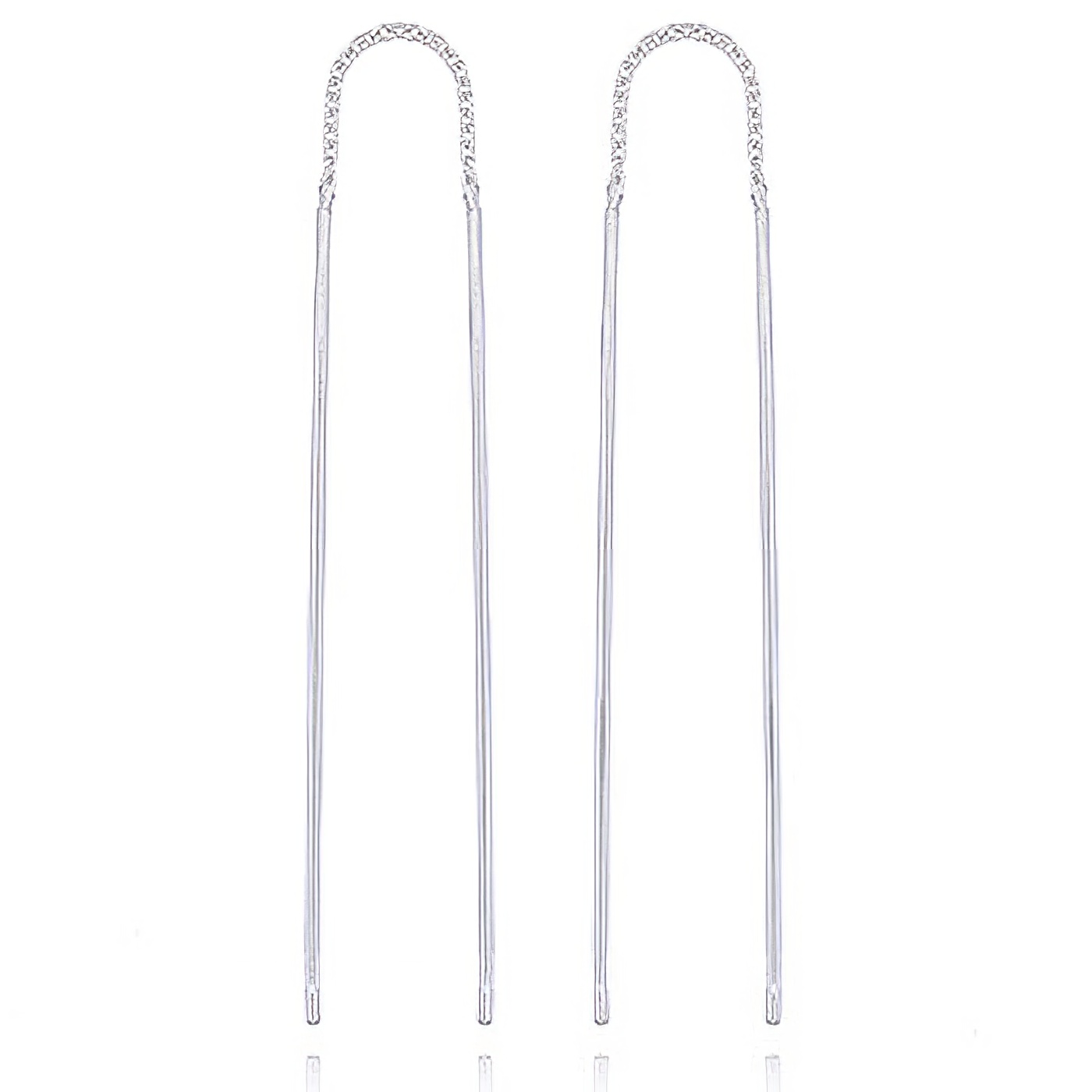 Simple Sterling Silver Threader Earrings Chains With Sticks by BeYindi 