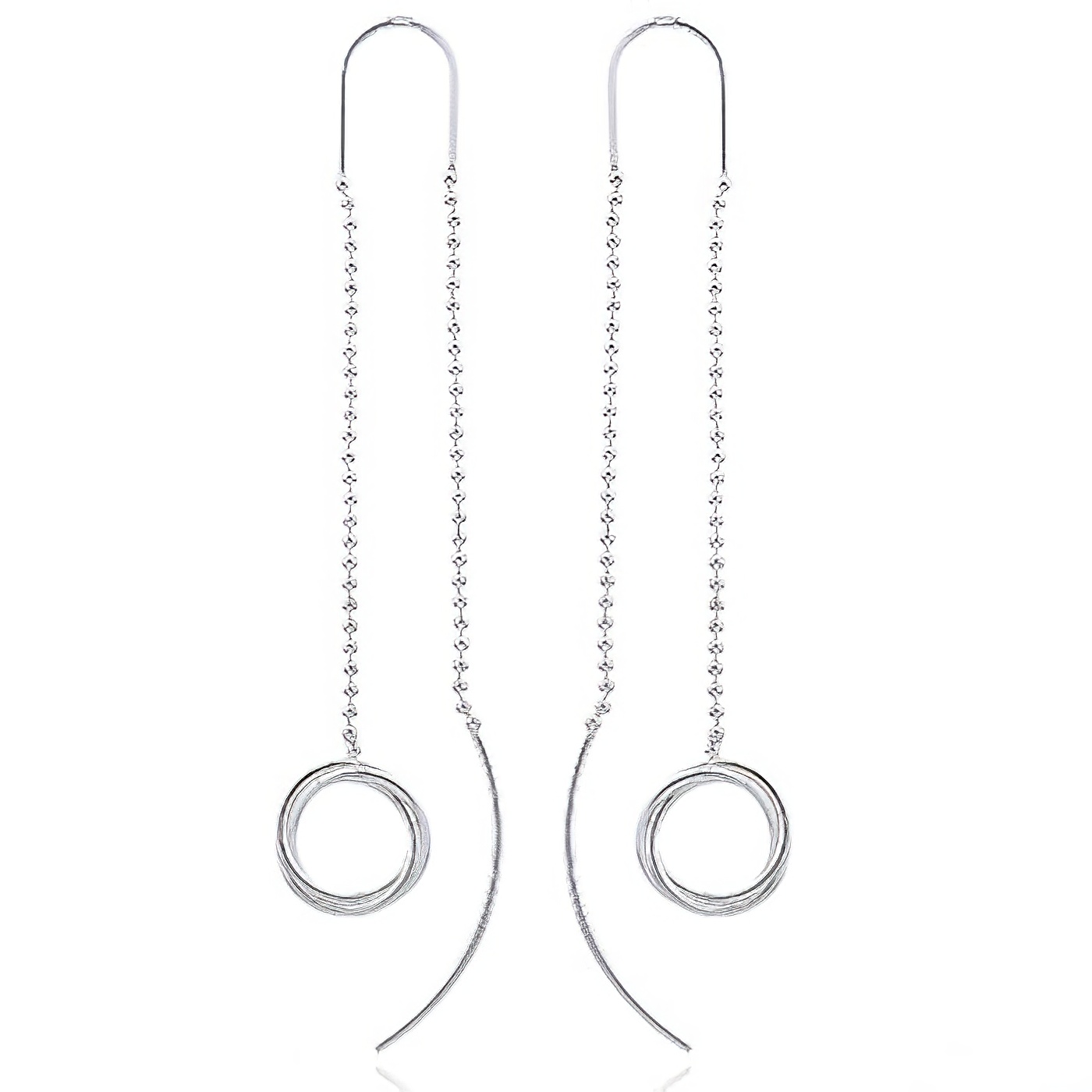 Sterling Silver Intertwined Circle and Arc Threader Earrings by BeYindi 