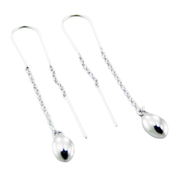 Simplistic Ovals Plain Sterling Silver Threader Earrings by BeYindi 