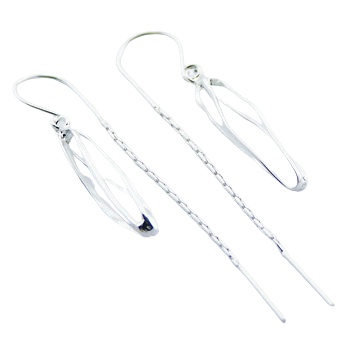 Plain Silver Threader Earrings Fine Wirework On Swing Loops by BeYindi 2