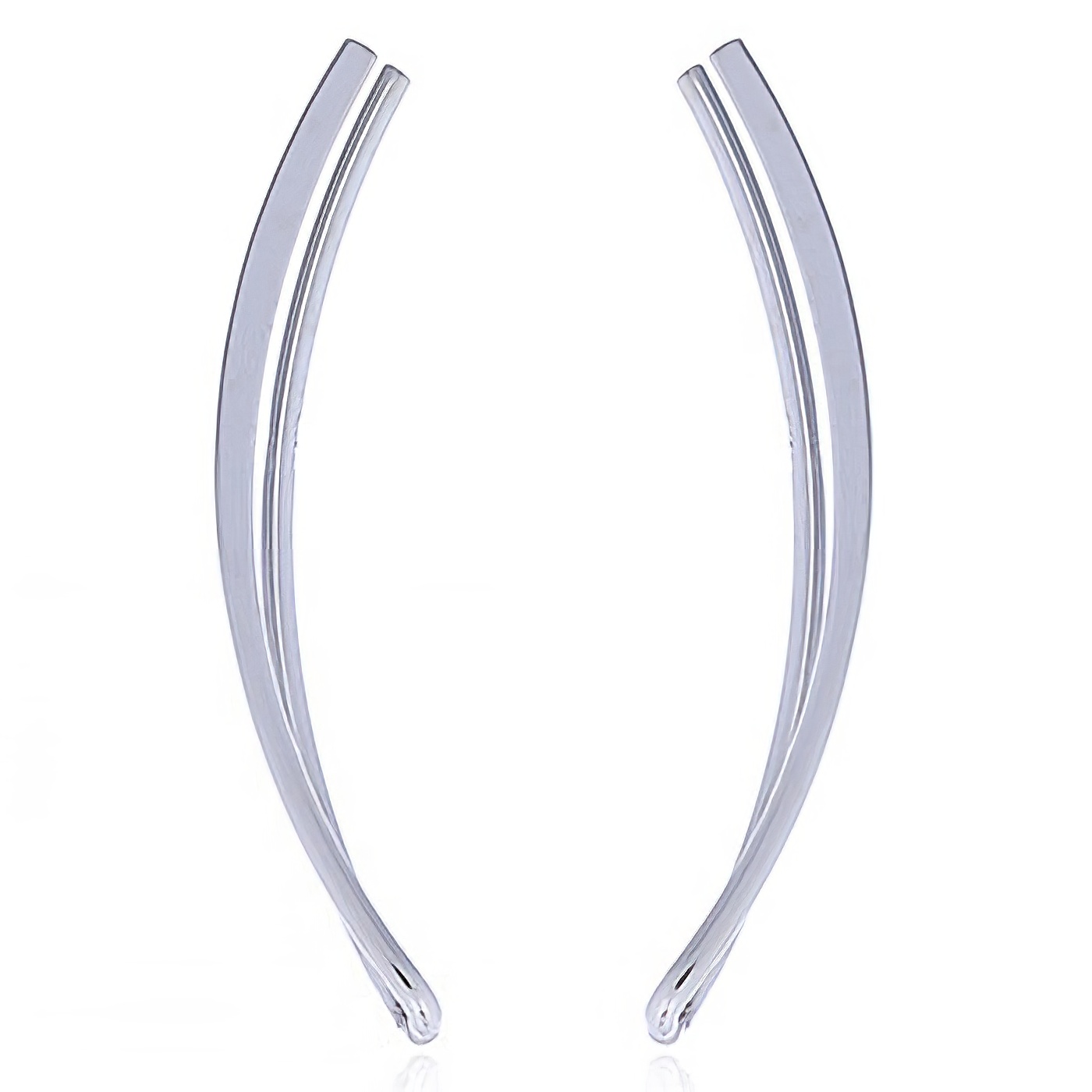 Tiny Slim Curve Line Silver 925 Earrings by BeYindi 