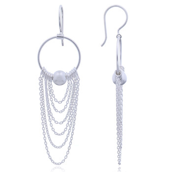 Chains Threading Silver Chandelier Earrings by BeYindi 
