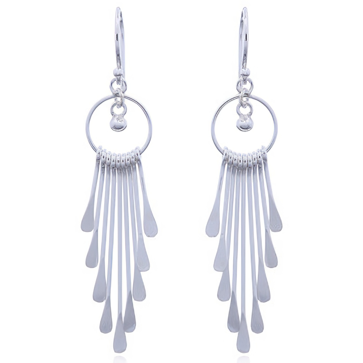 Long Sterling Silver Chandelier Earrings Contemporary Design by BeYindi 