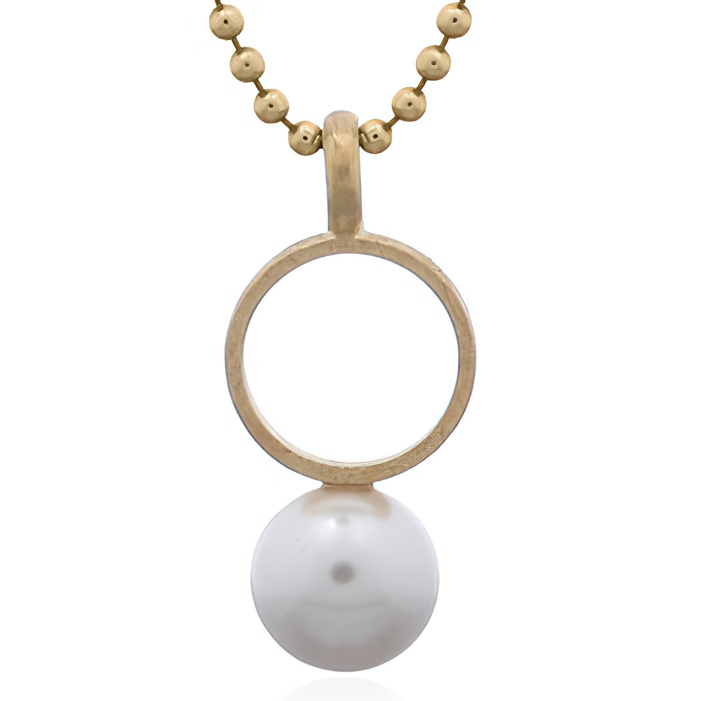Sphere Pearl With Yellow Gold Plated Circle 925 Silver pendant by BeYindi 