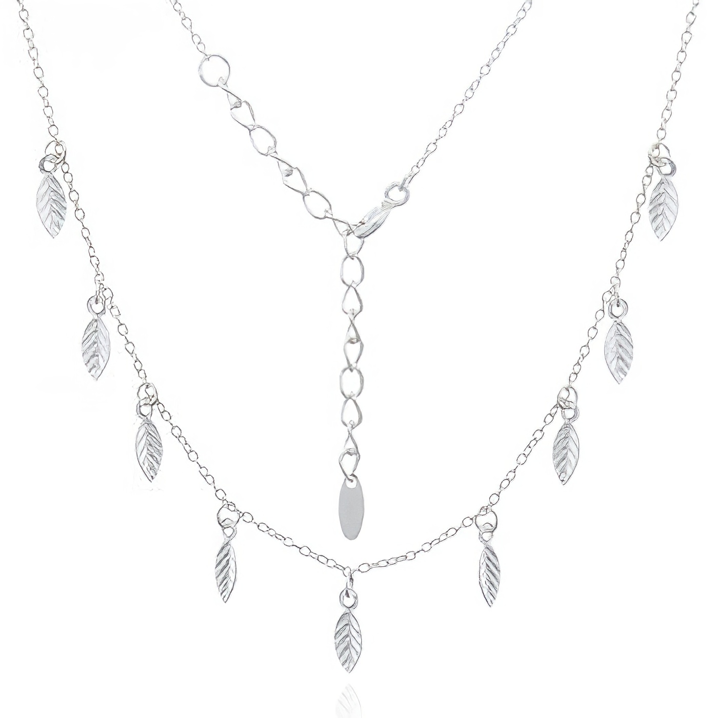 Fallen Leaves 925 Sterling Silver Chain Necklace by BeYindi 