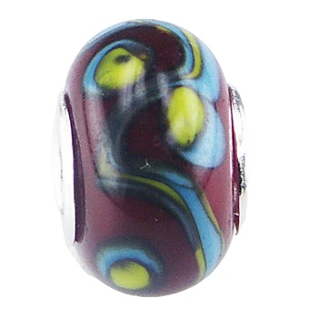 Playful Aubergine Modern Art Murano Glass Bead 