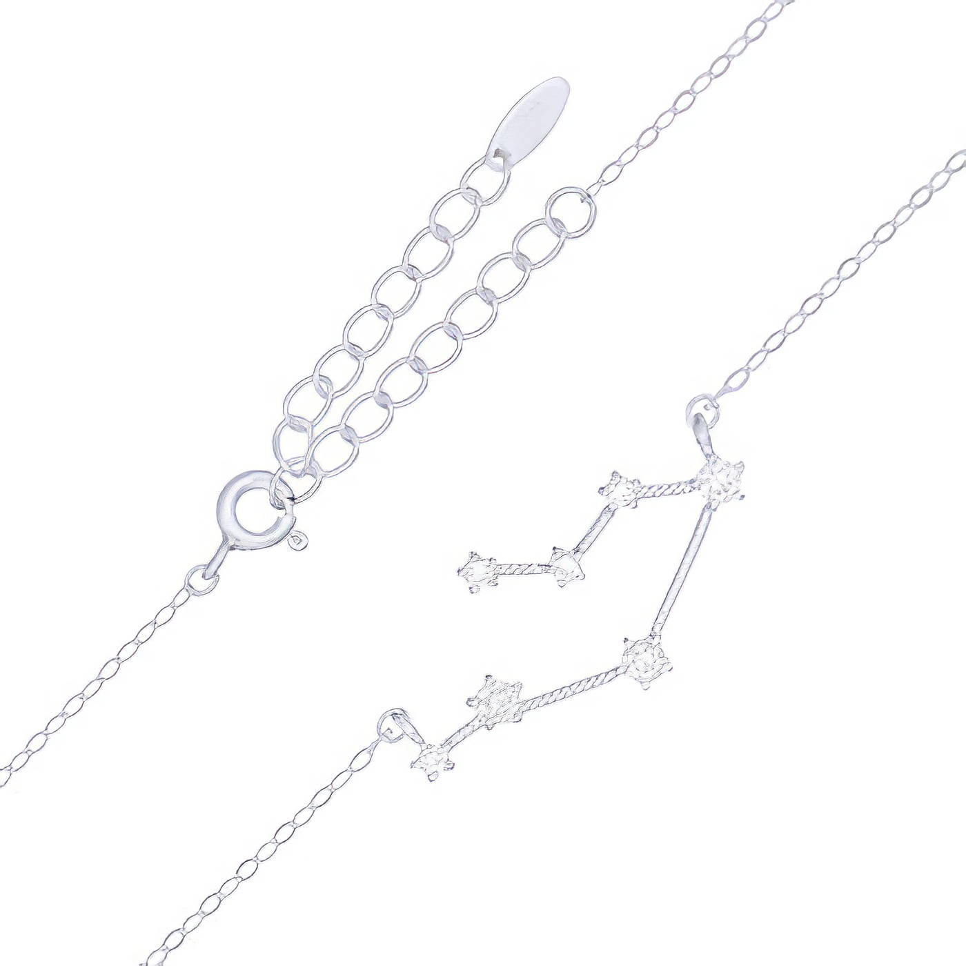 Gemini Star Constellation Rhodium Plated 925 Silver Necklace by BeYindi 