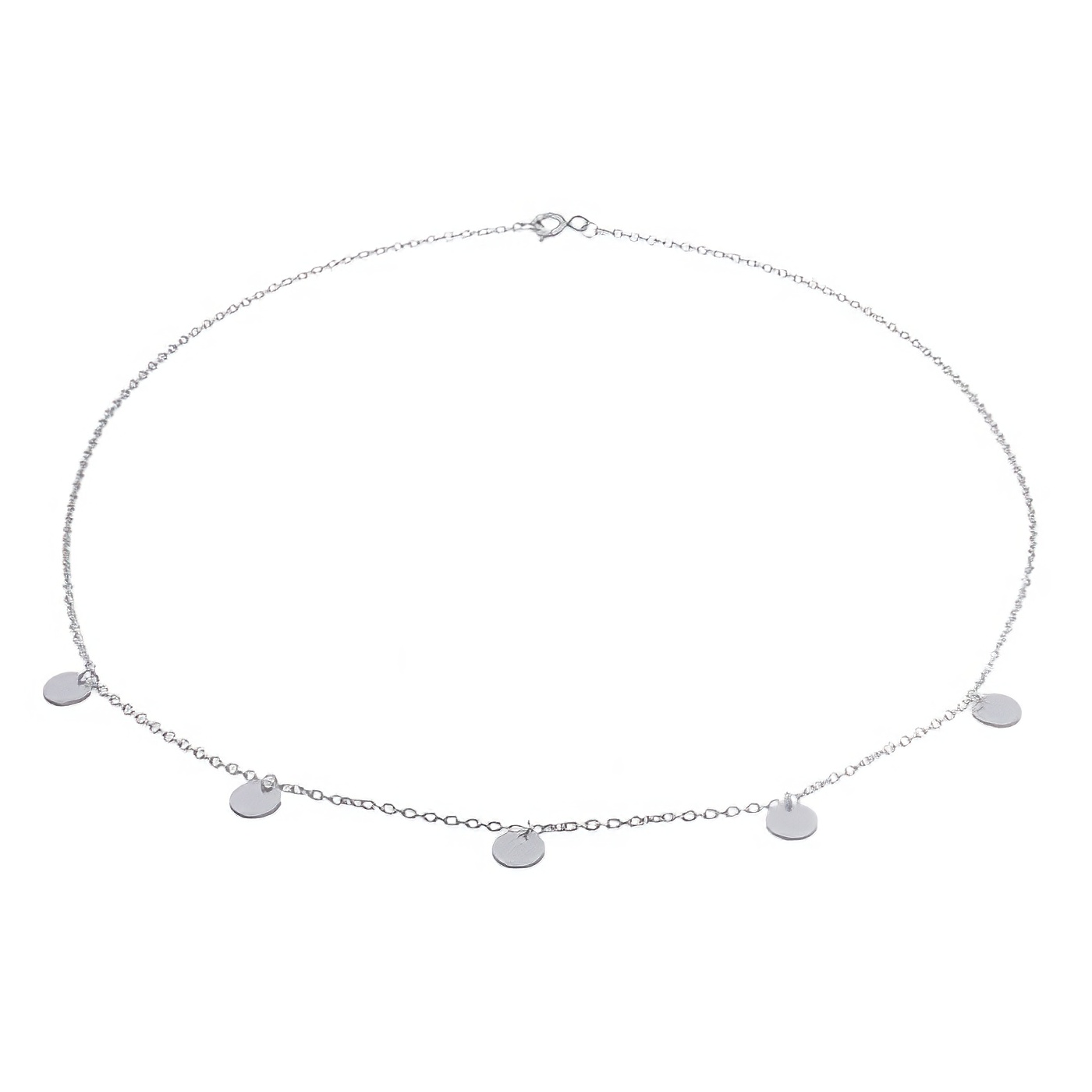 Five Circle Discs Hang Out 925 Silver Chain Necklace by BeYindi 