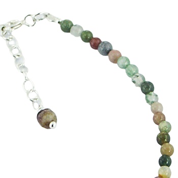 Multicolored Round Agate Bead Bracelet with Silver Clover Charm by BeYindi 3