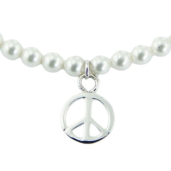 Swarovski Crystal Pearl Bracelet Polished Silver Peace Charm by BeYindi 2