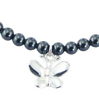 Swarovski Crystal Pearl Bracelet Casted Silver Butterfly Charm by BeYindi 2