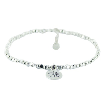 Sterling Silver Cuboid Beads Bracelet with Om Charm by BeYindi 
