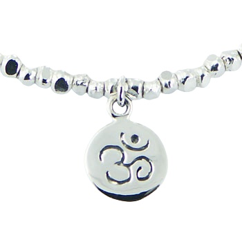 Sterling Silver Cuboid Beads Bracelet with Om Charm by BeYindi 3