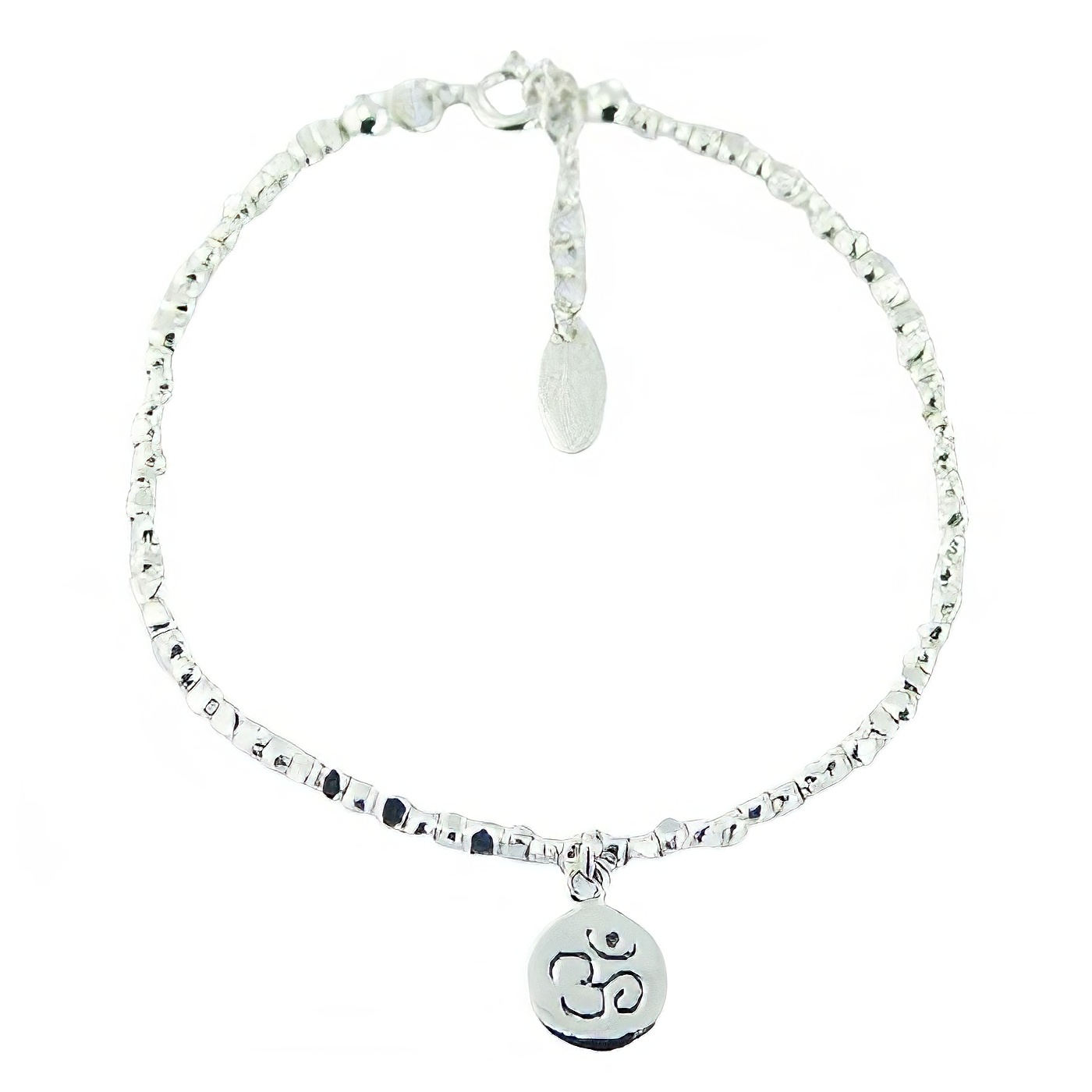 Sterling Silver Cuboid Beads Bracelet with Om Charm 