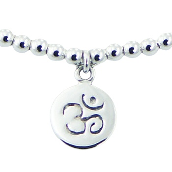 Sterling Silver Beads Stretch Bracelet with OM Charm by BeYindi 2