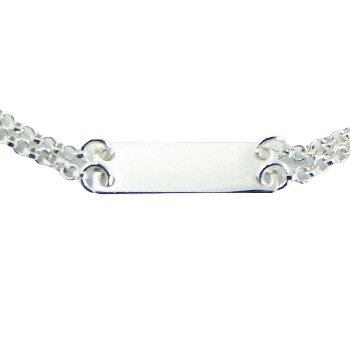 Double Sterling Silver Curb Chain Bracelet with Blank Silver Rectangle by BeYindi 2