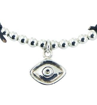 Leather Bracelet Polished Sterling Silver All-seeing Eye & Beads by BeYindi 2