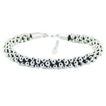 Handcrafted Macrame Bracelet Covered with Silver Beads by BeYindi 