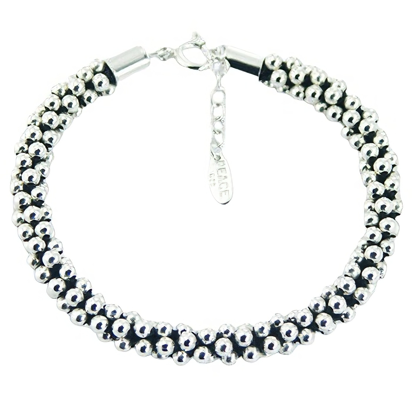Handcrafted Macrame Bracelet Covered with Silver Beads 