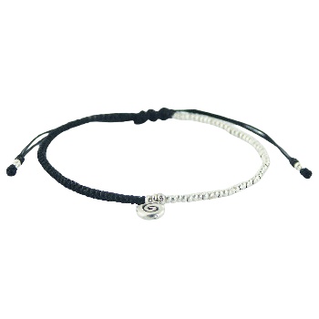 Tibetan Spiral Silver Charm and Small Beads Macrame Bracelet by BeYindi 