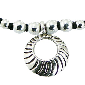 Antiqued Silver Charm Polished Spheres Macrame Bracelet by BeYindi 2