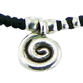Macrame Bracelet Antiqued Silver Spiral Charm & Small Beads by BeYindi 2