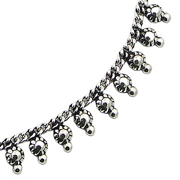 Adorable Puffed Flowers Fancy Sterling Silver Anklet Chain by BeYindi 