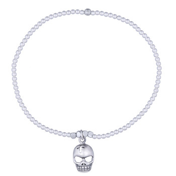 Skull Beads Stretchable 925 Bracelet by BeYindi 