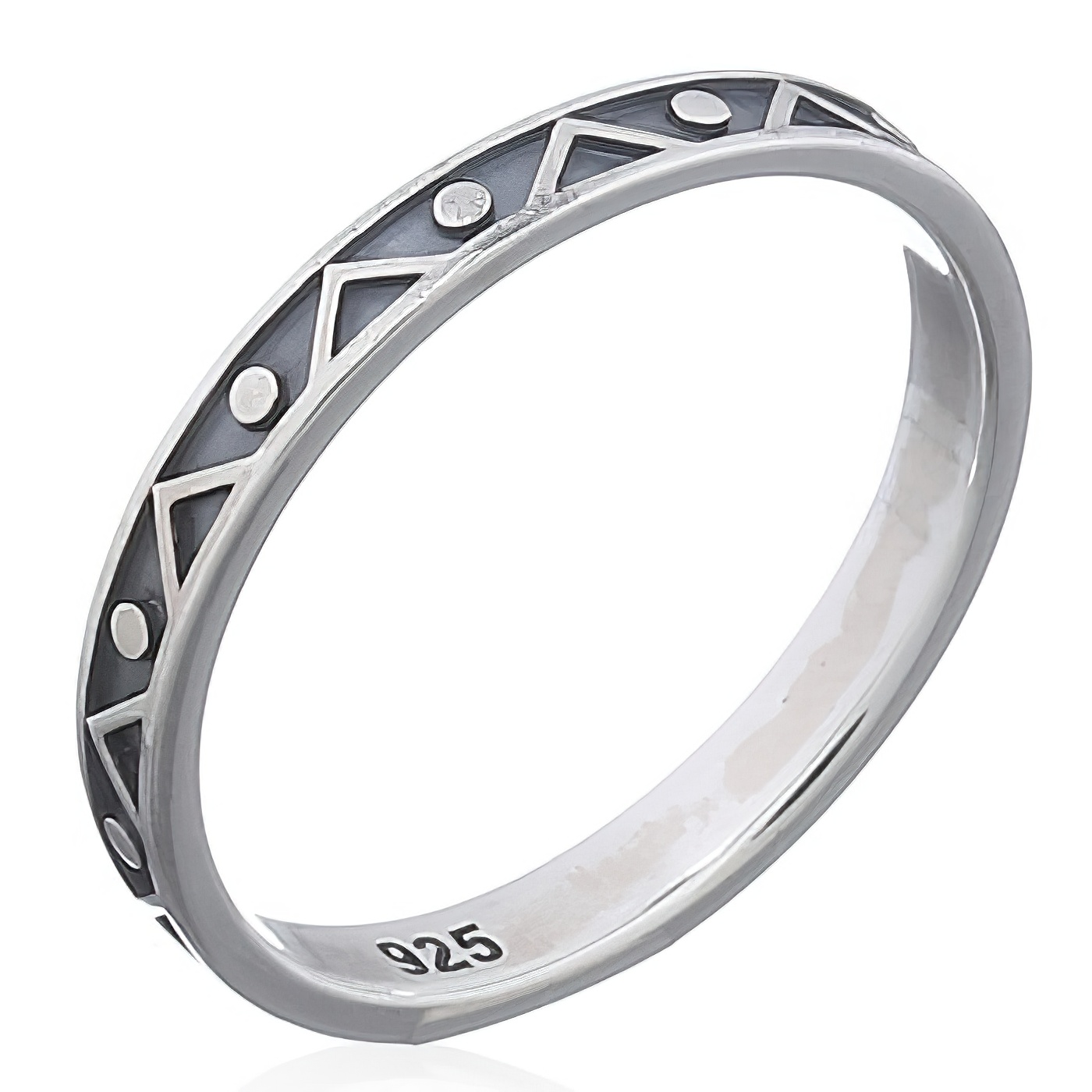 Angular Wave Line With Dots In Sterling 925 Rings 