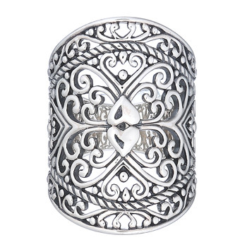 Filigree Heart Antiqued 925 Silver Ring by BeYindi 