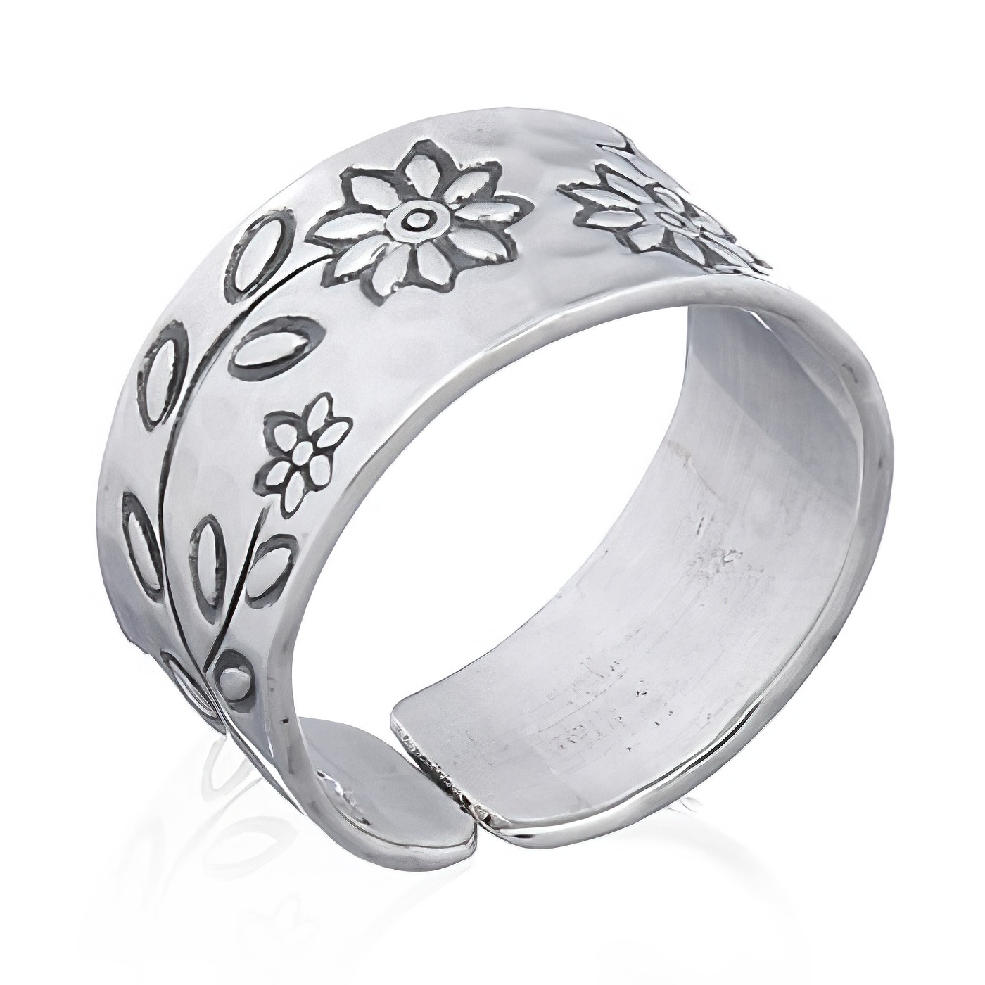 Daisy Flowers On 925 Plain Silver Adjust Ring by BeYindi 