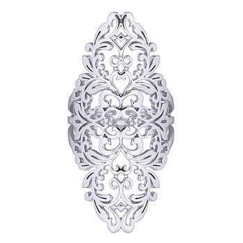 Long 925 Silver Lace-like Filigree Ring by BeYindi 