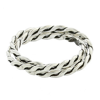 Sterling Silver Twisted Rope 3-piece Interlinked Ring by BeYindi 2