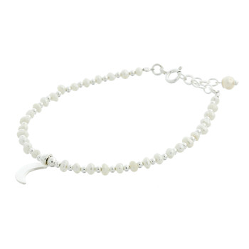Classy Freshwater Pearl and a Moon Charm Bracelet by BeYindi 