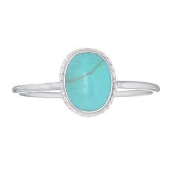 Synthetic Turquoise Ovate Sterling Silver Ring by BeYindi 