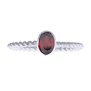Twisted Wire Silver Ring Oval Red CZ by BeYindi 