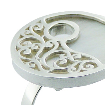 MOP Ajoure 925 Sterling Silver Ring Floral Shell Silver Jewelry by BeYindi 3