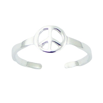 Polished Sterling Silver Peace Symbol Toe Ring by BeYindi 2