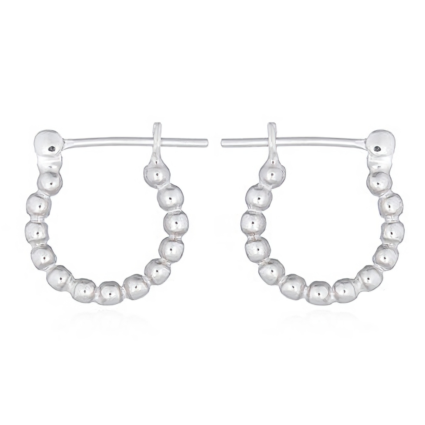 Silver 925 Beaded Mini Hoop Earrings by BeYindi 