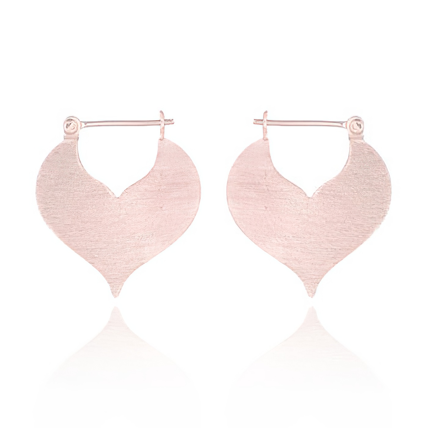 Heart Brushed Finished Rose Gold 925 Hoop Earrings 