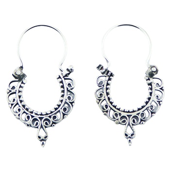 Designer Hoop Earrings Unique Silver Jewelry by BeYindi 