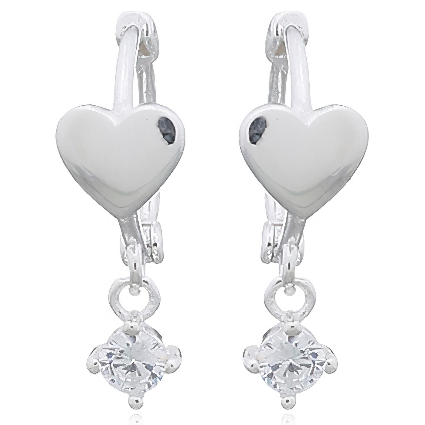 Crystal CZ Dangling 925 Silver Heart Circle Hoop Earrings by BeYindi 