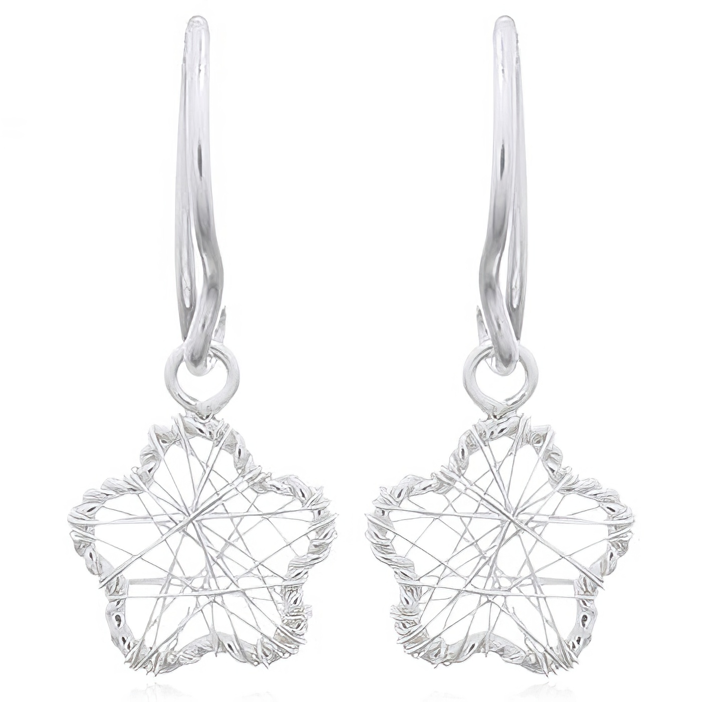 Wire Wrapped Flower Silver 925 Dangle Earrings by BeYindi 